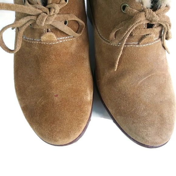 B. MAKOWSKY Nellie Suede Fur Cuff Ankle Booties 9W - Picture 5 of 7